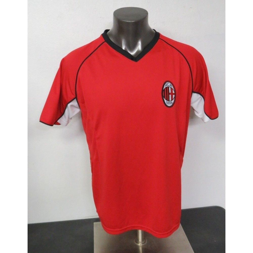 ACM Red T‎ Shirt Short Sleeve Red Men's Size Large L A.C. Milan Football Soccer